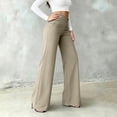 thumbnail image 5 of Athletic Work Pants for Women Women's Wide Leg Work Pants, Asymmetric Waist Button High Waist Elegant Trousers, Relaxed Fitting Bottoms for Streetwear Khaki L, 5 of 6