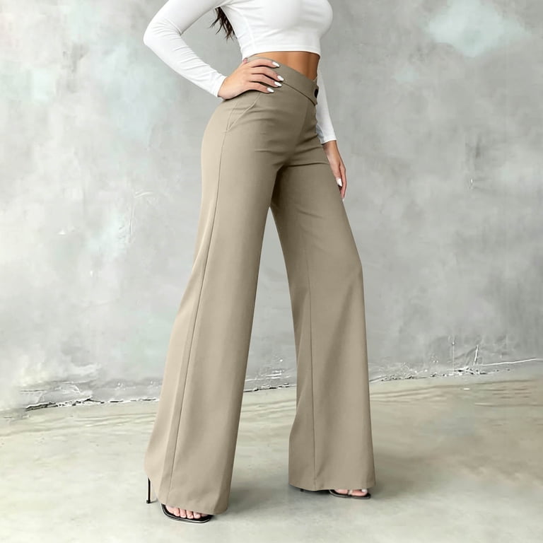 ultra high waisted dress pants NIMIN Womens Business Casual Pants High Waisted Straight Leg Pants Office Work Pants Trousers 2025 Fashion Slacks Outfits with Pockets Apricot X-Small at Amazon Women's Clothing store