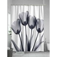thumbnail image 5 of Gray Tulip Floral Shower Curtain, Watercolor Flowers Bathroom Decor Curtains Set with Hooks, Waterproof Fabric Home Accessories， 60 X 72 Inch Long, 5 of 6