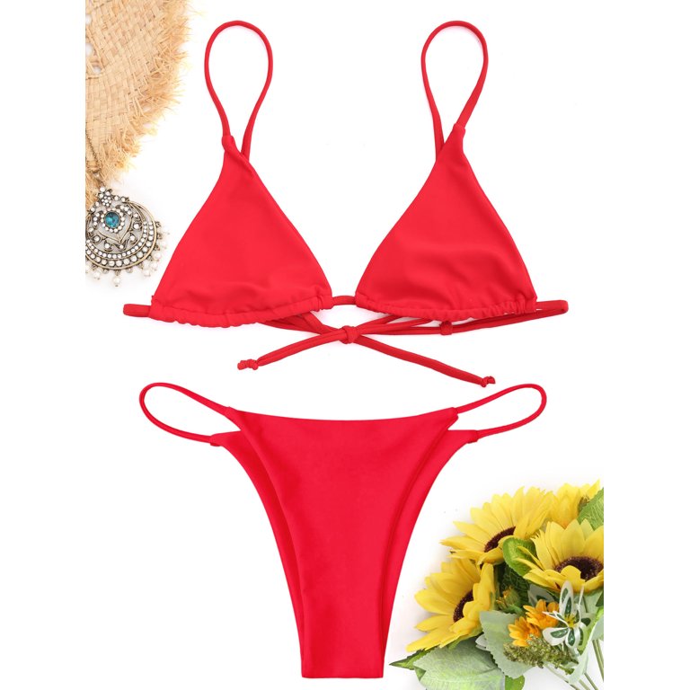 Red string bikini top, String Bralette