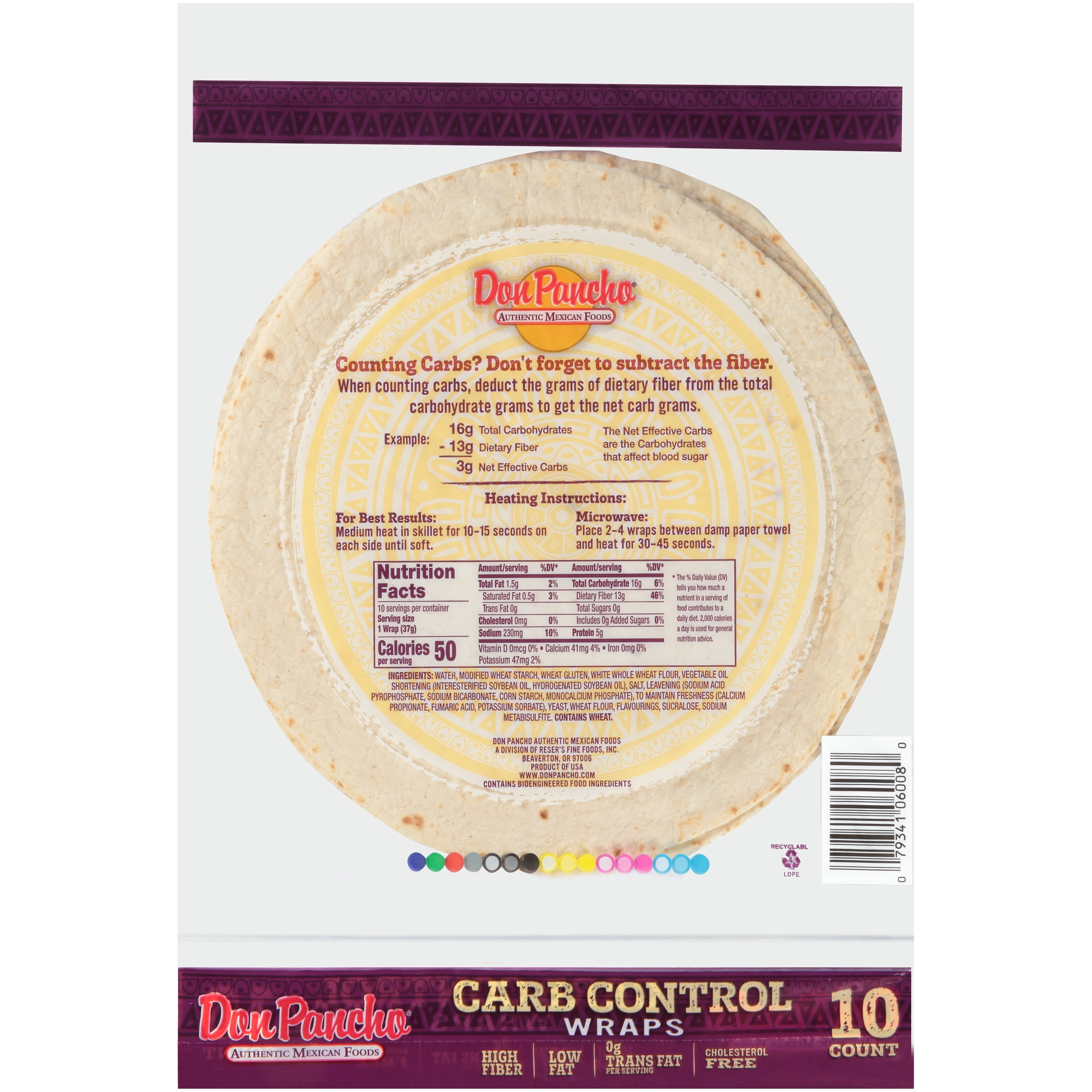 Don Pancho Whole Wheat Medium Wrap, 13 oz, 10 Count
