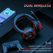 BINNUNE Wireless Gaming Headset with Microphone for PC PS4 PS5 Playstation 4 5 2.4G Wireless Bluetooth USB Gamer Headphones with Mic for Laptop Computer