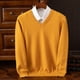 thumbnail image 3 of In autumn and winter, the new 2024 men's V-neck 100% pure wool plus size loose casual sweater thickened Hugh knitted sweater top, 3 of 5
