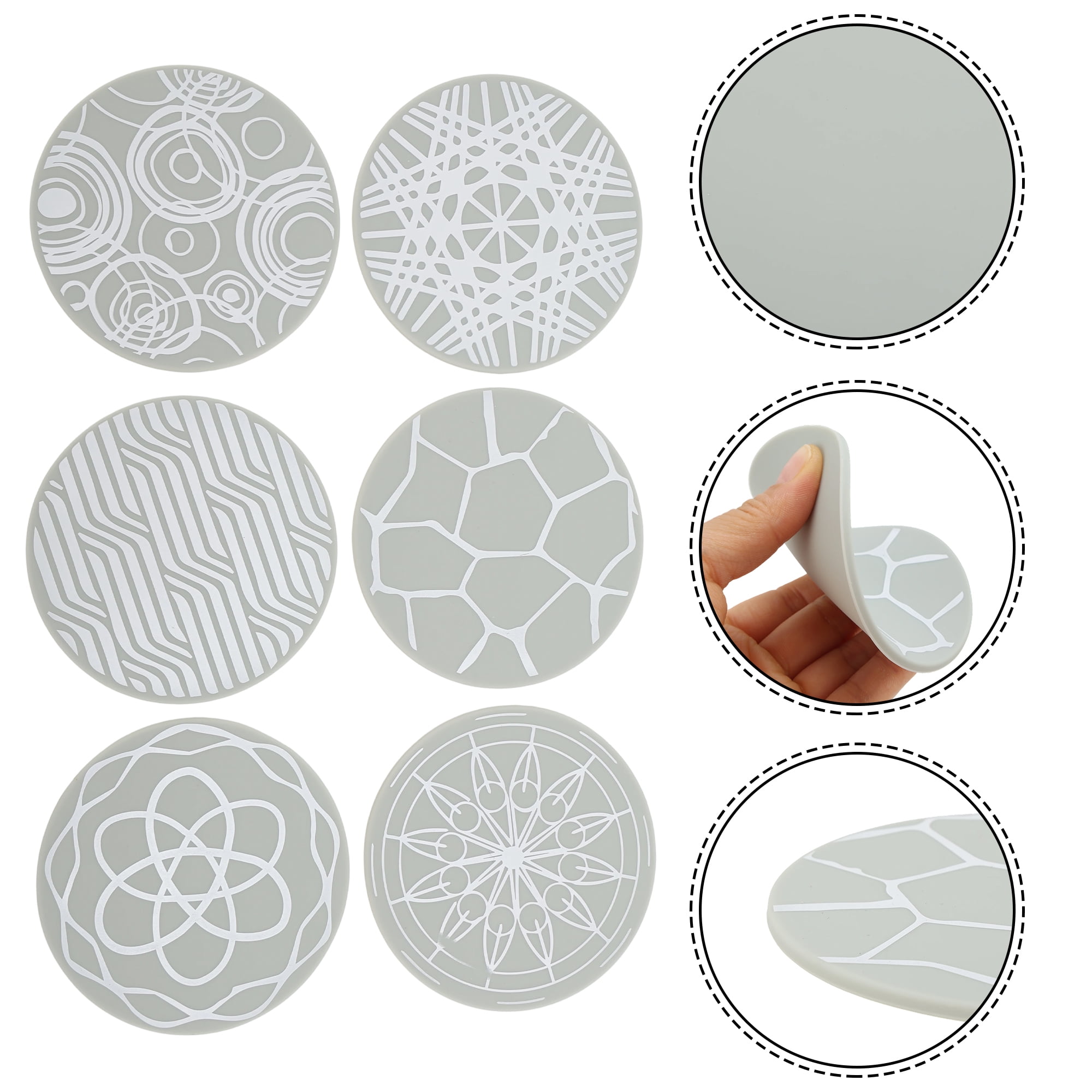 Unique Bargains Anti-Slip Drink Coaster Set Beige Gray