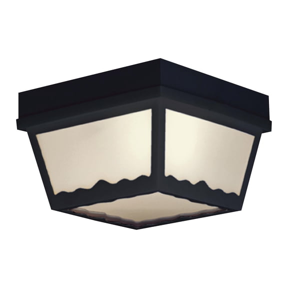 Atlas Lighting and Home 1-Light Outdoor Flush Mount Ceiling Light Fixture - 8" - Black