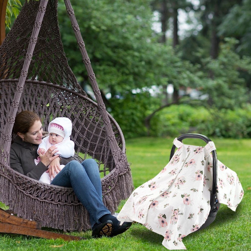 LNKOO Premium Carseat Canopy Cover with Peekaboo Opening, Nursing Cover Baby Car Cotton Canopy | Infant Car Seat Canopy Nursing Carseat Cover for Boy Girl Baby Shower Gift for Breastfeeding