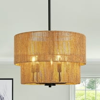 Woven Hemp Rope 5-light Pendant Light Hanging Fixture for Living Room Dining Room and Bedroom