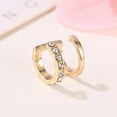 thumbnail image 3 of Grandest Birch 1Pc Ear Cuff C Shaped Shiny Copper Double Layer Rhinestone Ear Clips for Women Copper,Rhinestone Gold, 3 of 7