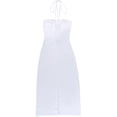 thumbnail image 1 of Vestido de mujer Vestido sin mangas con flores en 3D Cuello halter ahuecado (Blanco S) FLhrweasw Para estrenar, 1 of 8