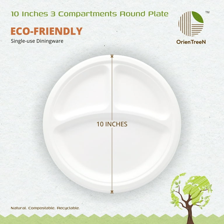 100% Compostable 10 Inch Heavy-Duty [125-Pack] Eco-Friendly