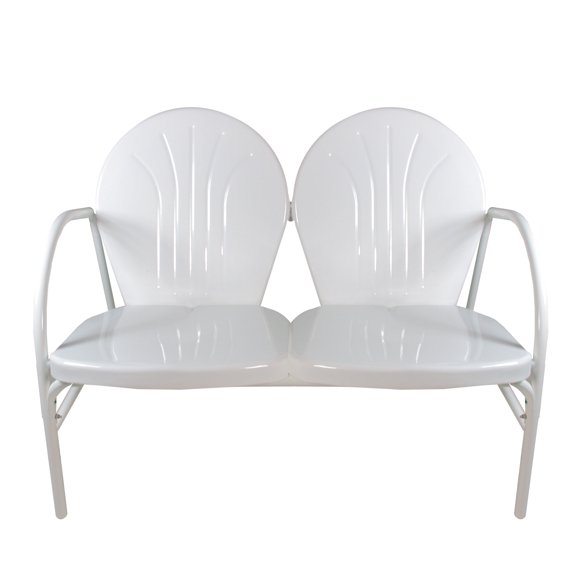 Northlight 47-Inch Outdoor Retro Tulip Steel Loveseat, White