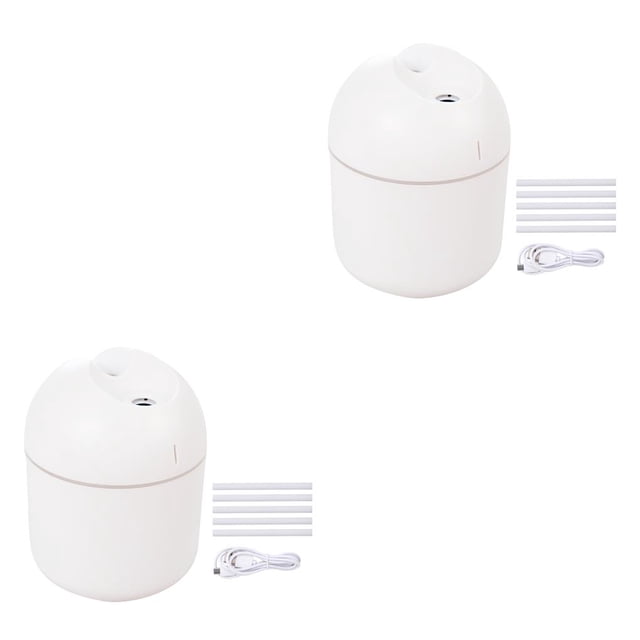QualitChoice Bedroom Desk LED Humidifier 250ml Essential Oil Air Diffuser Portable Mist Sprayer Personal Household Supplies White 5 Sticks 2Set