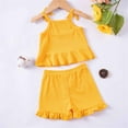 thumbnail image 4 of tarylea Toddler Girl Summer Clothes Baby Girl Ruffle Hem Camisole Top Short Set Beach Outfit, 4 of 8