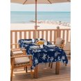 thumbnail image 2 of Outdoor Tablecloth with Umbrella Hole for Patio/Picnic/Party/Camping, Navy Blue Tropical Plant Waterproof Table Cloth Rectangle Table Cover Washable, Summer Coconut Trees Coastal (60"x 84"), 2 of 8
