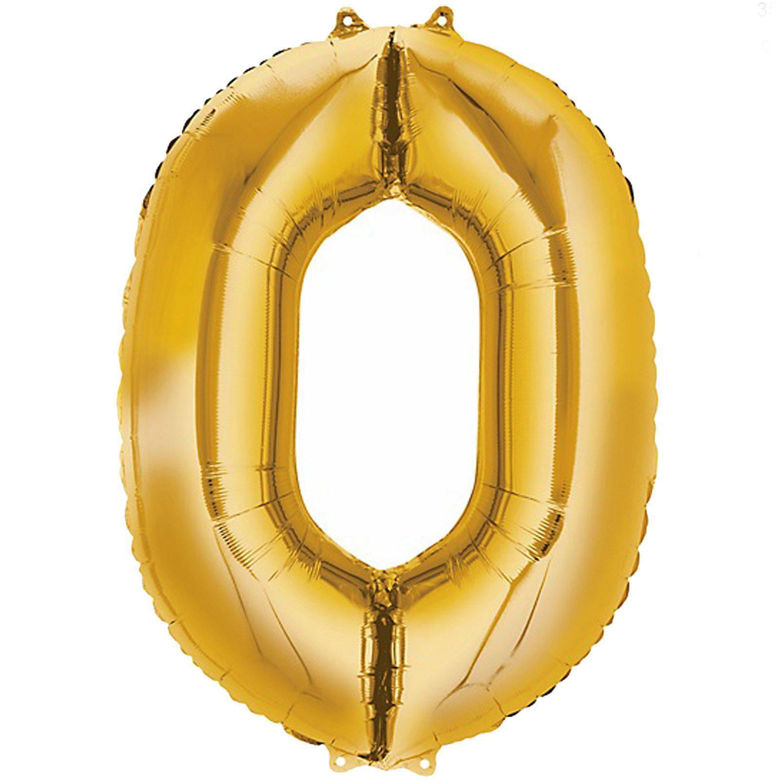 40" Gold Foil Helium Mylar Balloons Numbers 0