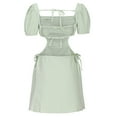 thumbnail image 5 of Wycnly Womens Dresses Sexy Cut-out Strappy Swing Tunic Tshirt Short Dresses Casual Plaid Print Square Neck Short Sleeve Mini Summer Dress Mint Green m Clearance Under $5, 5 of 5