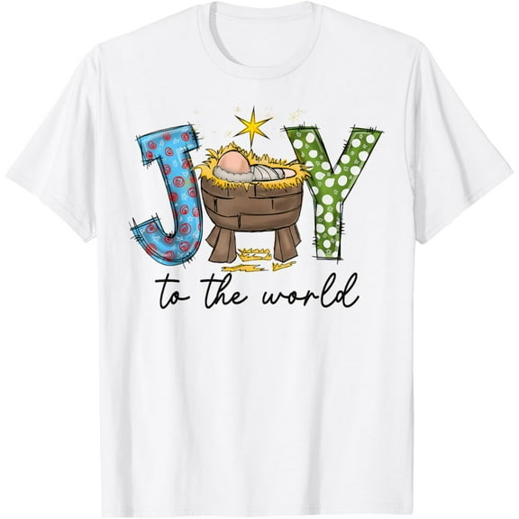 Joy To The World Jesus Christmas Nativity Scene T-Shirt