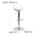 thumbnail image 4 of Flash Furniture Wilson 2 Pack Contemporary White Plastic Adjustable Height Barstool with Rounded Cutout Back and Chrome Base, 4 of 13