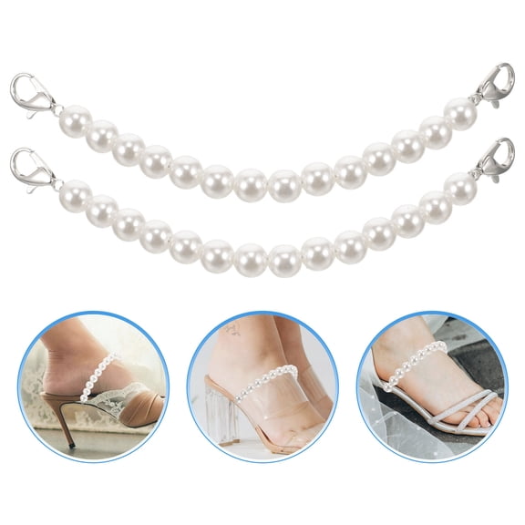 UPOUART 2Pcs White Metal Ankle Shoe Straps for High Heels Stylish Heel Strap