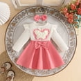thumbnail image 2 of HAYIMI Girls Long Sleeve Bowknot Ribbed Dress Headbands Sets O-Neck Cozy Dresses, 2 of 4
