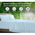 thumbnail image 3 of Royale Linen Bamboo Queen Sheet Set - Cooling Bed Sheet Set - 1 Fitted, 1 Flat & 2 Pillowcase - Fits Up to 16" -Organic Viscose Derived from Bamboo - Silky Bedding Sheet &Pillowcase (Queen, LakeBlue), 3 of 9