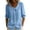 Light Blue, variant on Womens Cotton Linen Tops 3/4 Sleeve Crew Neck Puff Cuff Button Down Casual Shirt, M