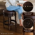 thumbnail image 2 of Maven Lane Pullman Backless Counter Stool in Dark Walnut Finish with Vintage Brown Vegan Leather, Set of 2, 2 of 6