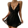 thumbnail image 1 of zuwimk Women Lingerie Lace V Neck Sleepwear Strap Chemise Z-Black,S, 1 of 5