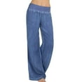 thumbnail image 2 of Aloohaidyvio Pants,Women Casual High Waist Elasticity Wide Leg Palazzo Pants Jeans Trousers, 2 of 6