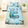 thumbnail image 3 of Erosebridal Initial Alphabet E Twin Sheet Sets,Ocean Animal Axolotl Bedding For Kids Boys 3 Pieces, 3 of 6
