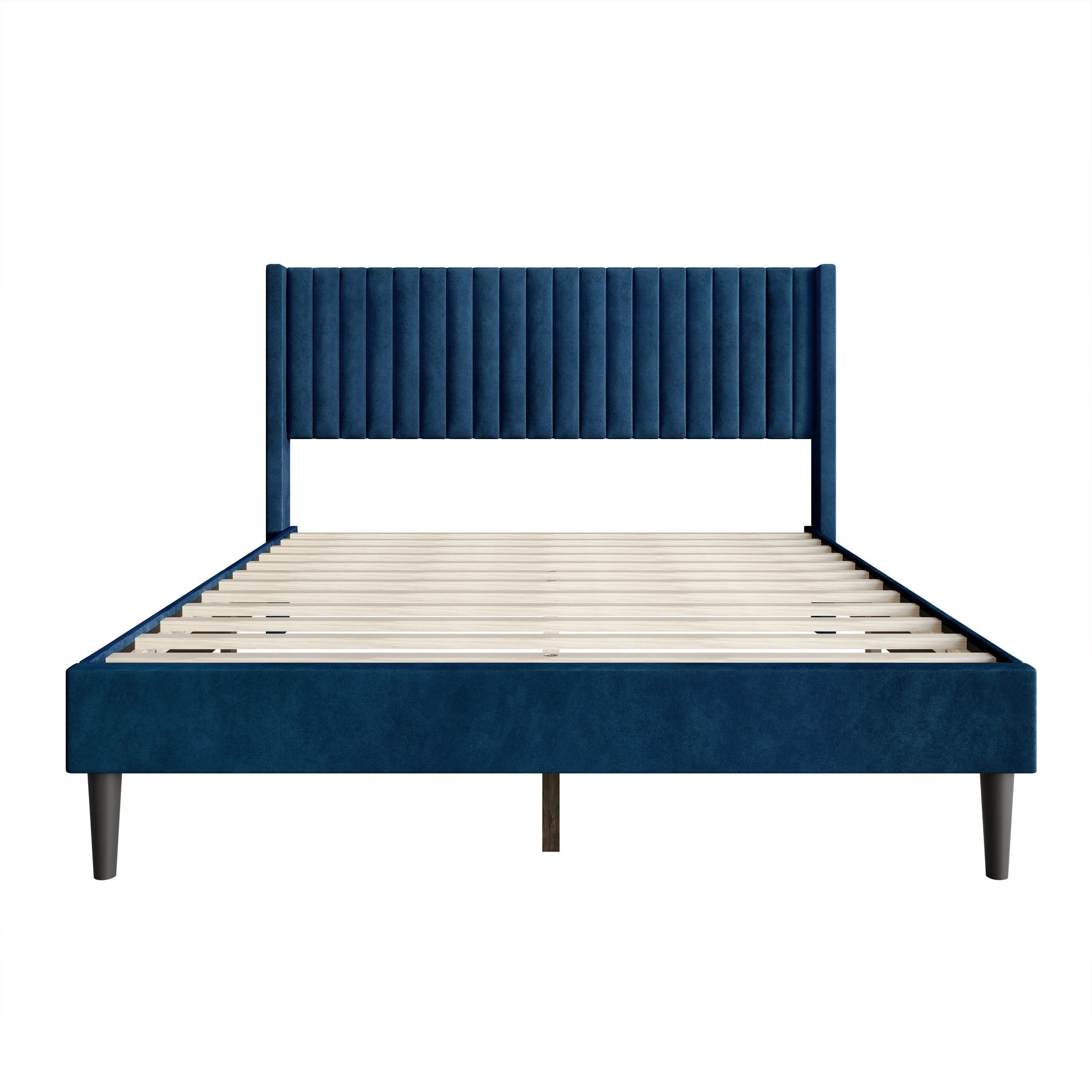 Favorer Montrose Upholstered Wingback Bed, Channel Tufted Headboard, Platform Design