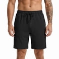 thumbnail image 4 of Men Gym Shorts Men's Jacquard Casual Shorts with Pocket, Drawstring Elastic Waist Loose Shorts, Summer Casual Versatile Shorts Daily Black L, 4 of 9