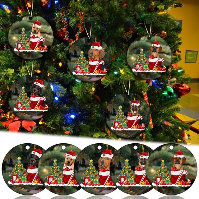Fiudx Adorno para Árbol de Navidad, Figura de Perro de Madera Pintada a Mano, Bonita Decoración Navideña, Colgante Festivo, Perfecto para Árbol Genealógico, Regalo para Amantes de Las Mascotas, Tamañ