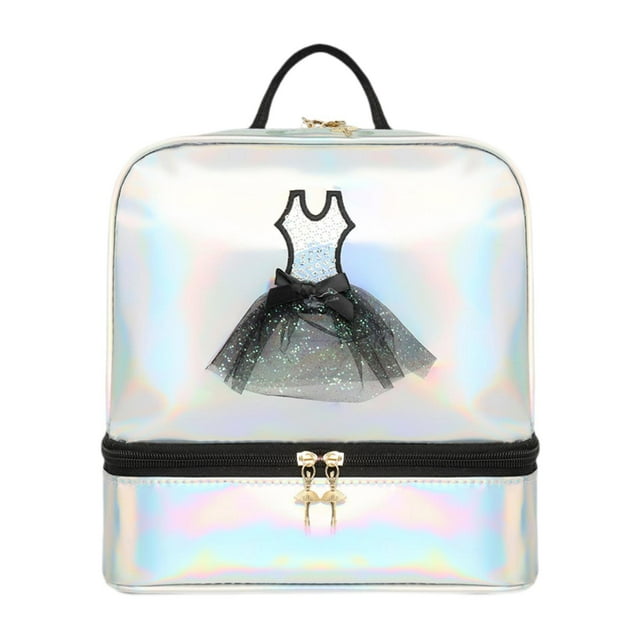 Mochila de baile de ballet, mochila de día, mochila para niñas, bolso de bailarina para bailar deportes Plata
