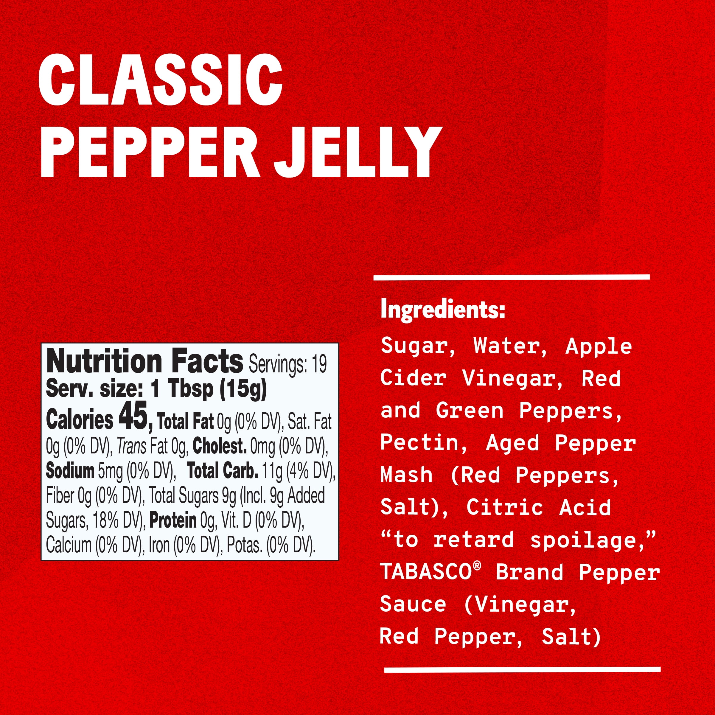 (3 pack) Tabasco Classic Pepper Jelly, 10 oz, Dairy-Free