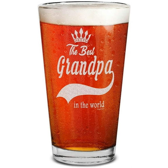 Shop4Ever The Best Grandpa In The World Laser Engraved Beer Pint Glass Grandpa Glass (16 oz.)
