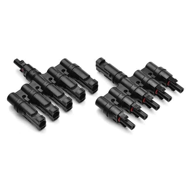 Amdohai Branch Solar Connector T Connectors for Parallel Connection between Solar Panels 5-Way IP67 Waterproof Solar Panel Cable Male Female Connector 14AWG-10AWG