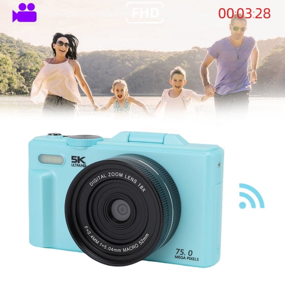 Cámara De Vídeo Sin Espejo, Cámara Digital USB 5K 75MP 18X Zoom Digital Para Viajes