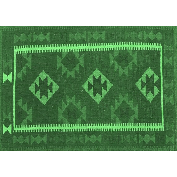 Ahgly Company Indoor Rectangle Oriental Emerald Green Traditional Area Rugs, 7' x 10'