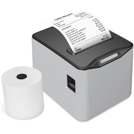 Thermal Receipt Printer 80mm Desktop Direct Thermal Printing USB+LAN Connection High Speed with Auto Cutter Large Paper Bin Support ESC/POS for Shipping Business Restaurant