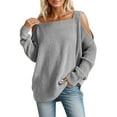 thumbnail image 3 of CAIXIA Fall Sweaters For Women Off Shoulder Long Sleeve Pullover Tops Soft Basic Clothes Elegant Shirts Daily Work Outfits Fall Winter Clothes,Grey, 3 of 6
