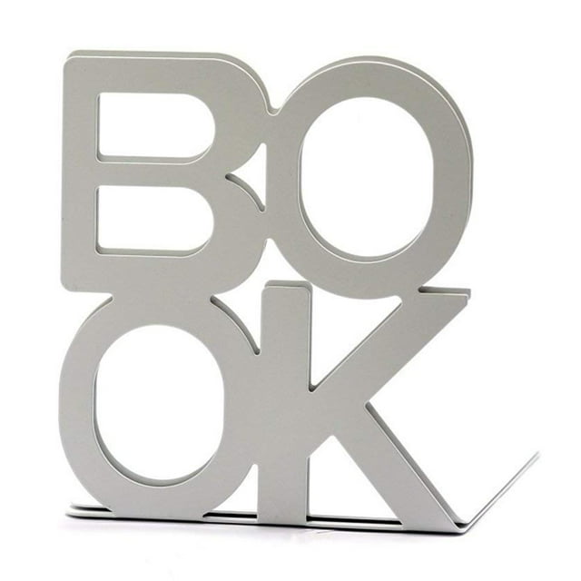 Amdohai 1 Pair BOOK Letter Metal Bookshelf Office Decoration Anti-Slip Bookends