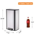 thumbnail image 2 of TROPOW Bathroom Trash Can, 13 Gallon / 50 Liter Stainless Steel Garbage Can, Small Rectangular Trash Can with Soft Close Lid Foot Pedal & Inner Bucket for Kitchen Home Office Bedroom Living Room, 2 of 11