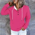 thumbnail image 4 of YUGYXL Women's Half Button Hoodies Loose V Neck Pullover Sweatshirts Trendy Casual Long Sleeve Going Out Tunic Tops Hot Pink XXL, 4 of 4