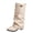 Beige, variant on Elegant Western Slim Tip Slouchy Boot With Pleated Shaft And Heel for All Season Women's Mid-Calf Footwear