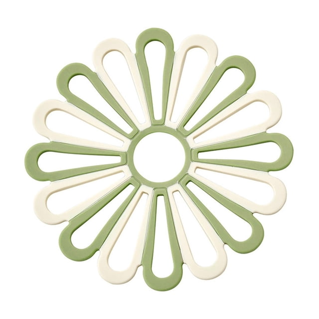 Vrorvz Double Color Petalss Silicone Pot Mat High Temperature Resistant Round Flower Design Food Grade Insulation Pad Non Slip Table Protection Easy to Clean