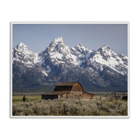 Stupell Industries Rustic Lodge Cabin & Snowy Peaks White Framed Giclee Art, 20 x 16, by David Drost