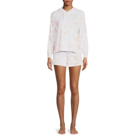 

Be Yourself Women s and Women s Plus Hoodie and Sleep Shorts 2-Piece Set
