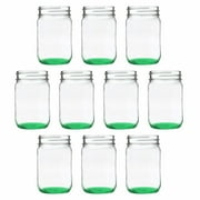 Decorating Mason Jars 12 oz. Set of 10, Bulk Pack - Glass Jars for Overnight Oats, Candies, Fruits, Pickles, Spices, Beverages - Green