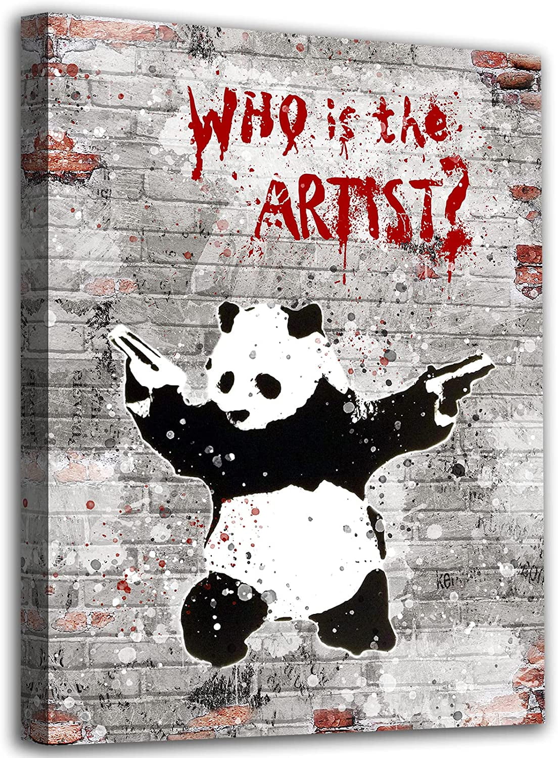 Banksy Canvas Wall Art Panda with Guns Picture Art Print Who is the Artist  Graffiti Street Art Canvas Artwork Wall Decor for Living Room Bedroom  Bathroom Decorations Framed Ready to Hang 12